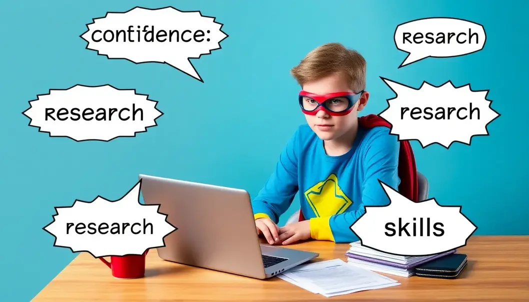 A teen harnessing their inner superhero to prepare confidently for a job interview.